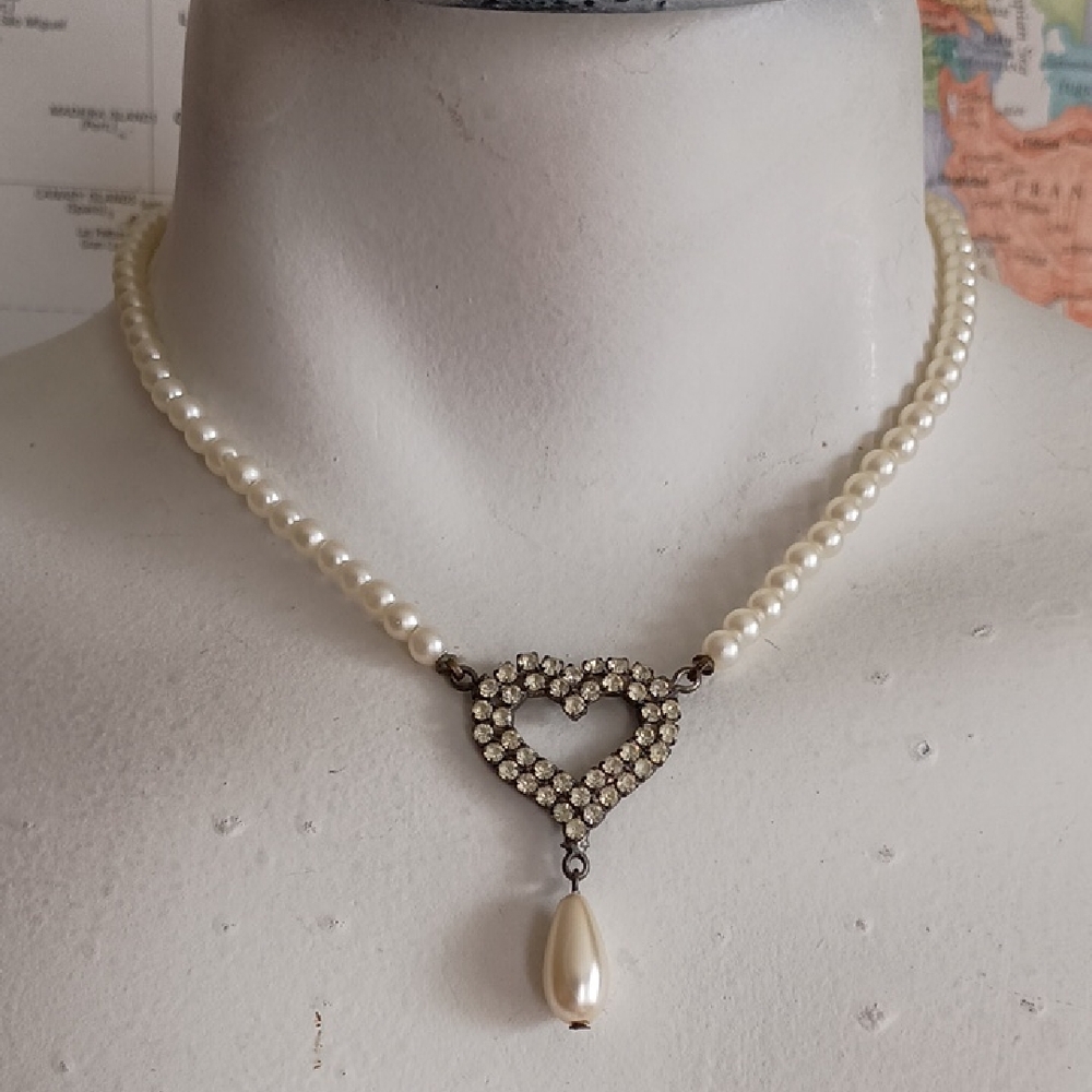 Pearl And Rhinestone Necklace